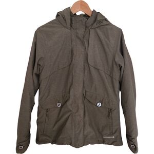 Merrell Opti-Warm Jacket Womens M Gray Tan Hooded Waterproof Full Zip Pockets